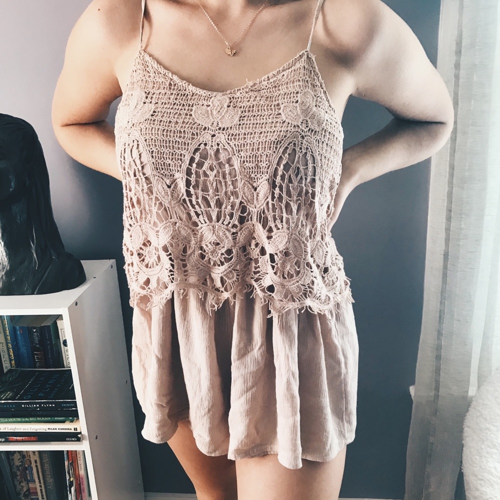 Pink lace romper